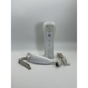 Genuine Nintendo Wii Remote and Nunchuck Bundle with Silicone Jacket - White